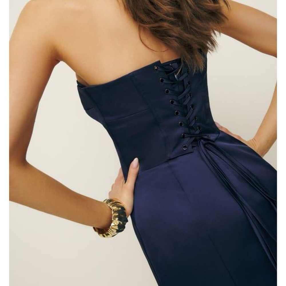 NWT Reformation Pacie Satin Dress in Danube - Picture 2 of 16